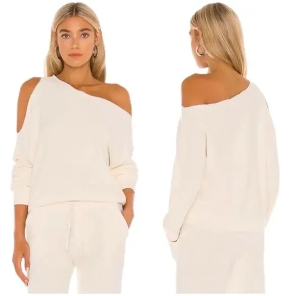 LANSTON x REVOLVE | One Shoulder Cotton Blend Pullover in Cream | Size Small